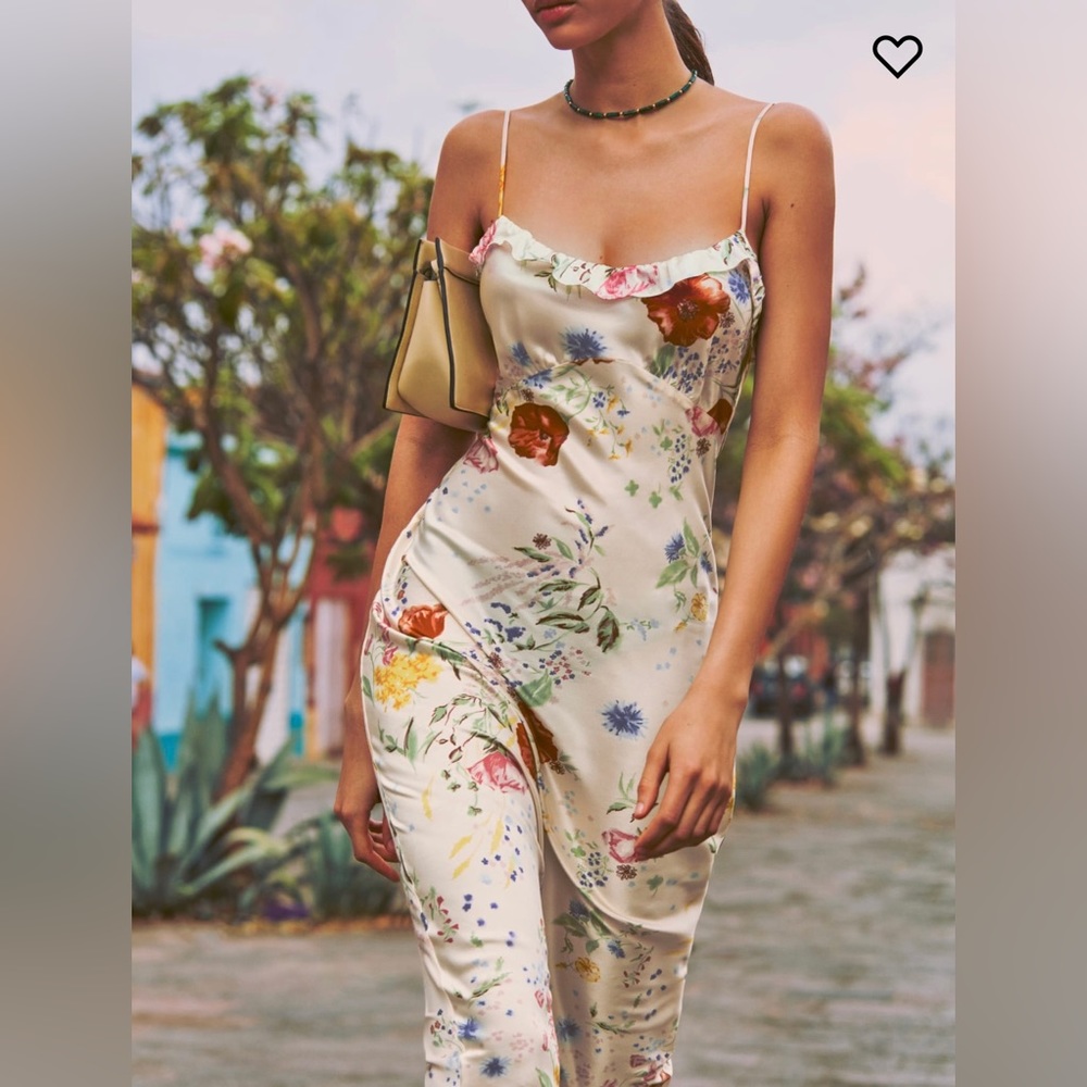 REFORMATION Aribella Floral Silk Midi-Dress